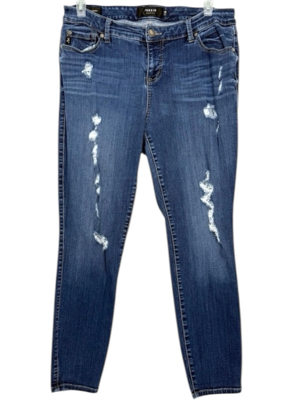 Torrid Ultra Skinny Jeans Size 16 Distressed Medium Wash Stretch Denim